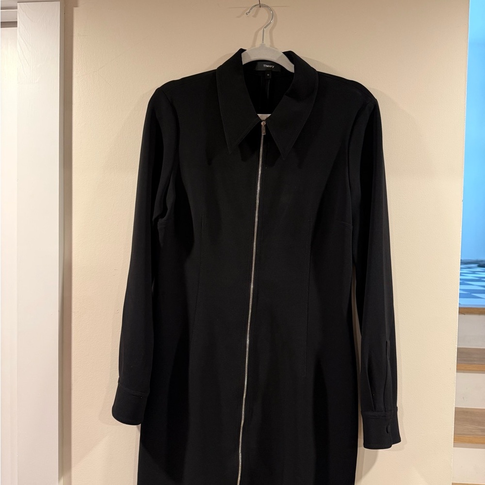 Theory Black Long Sleeve Zip Dress